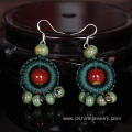 Retro Silver Hook Earring Ceramics Beads Thread Earrings